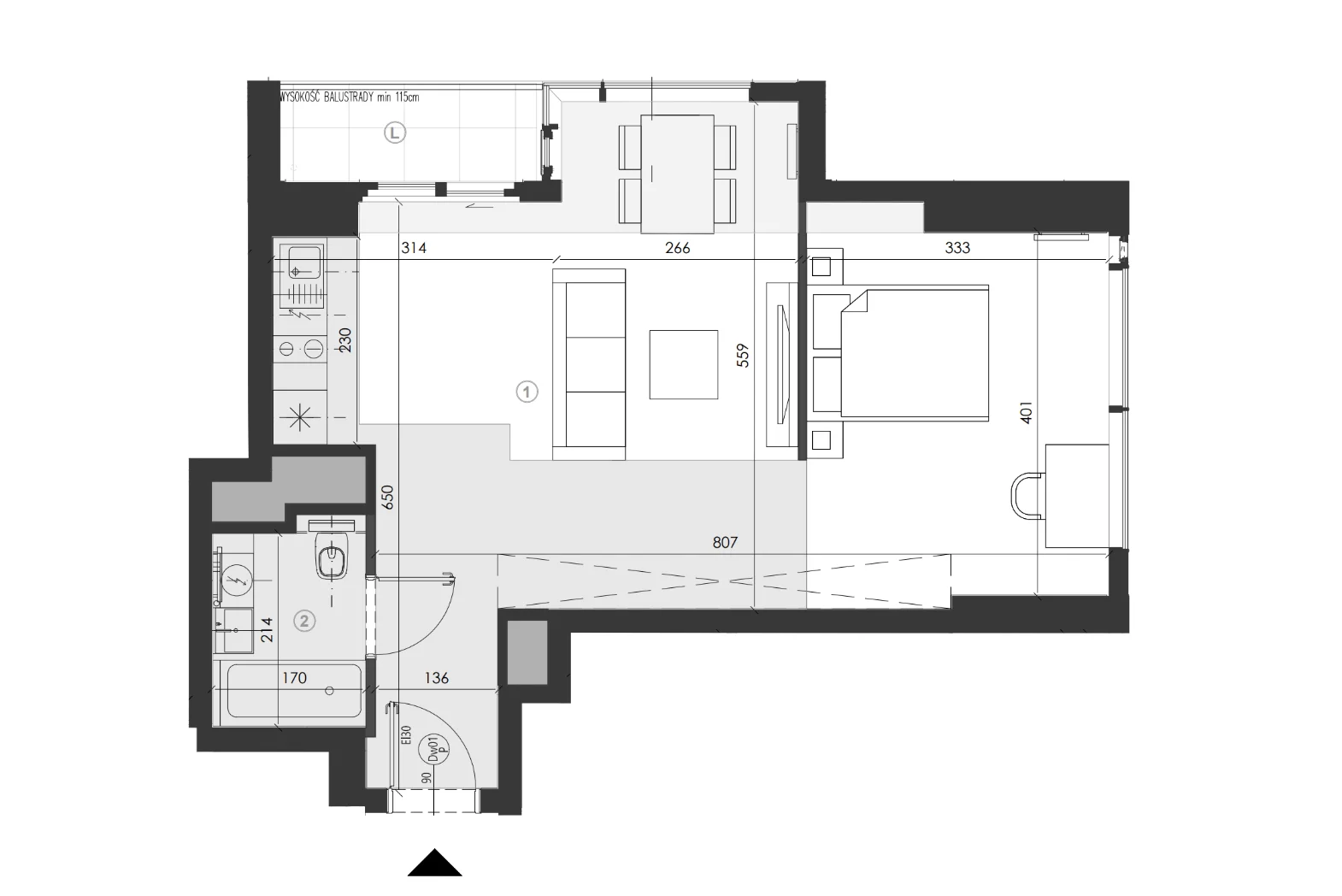 Rzut — Towarowa Towers A133