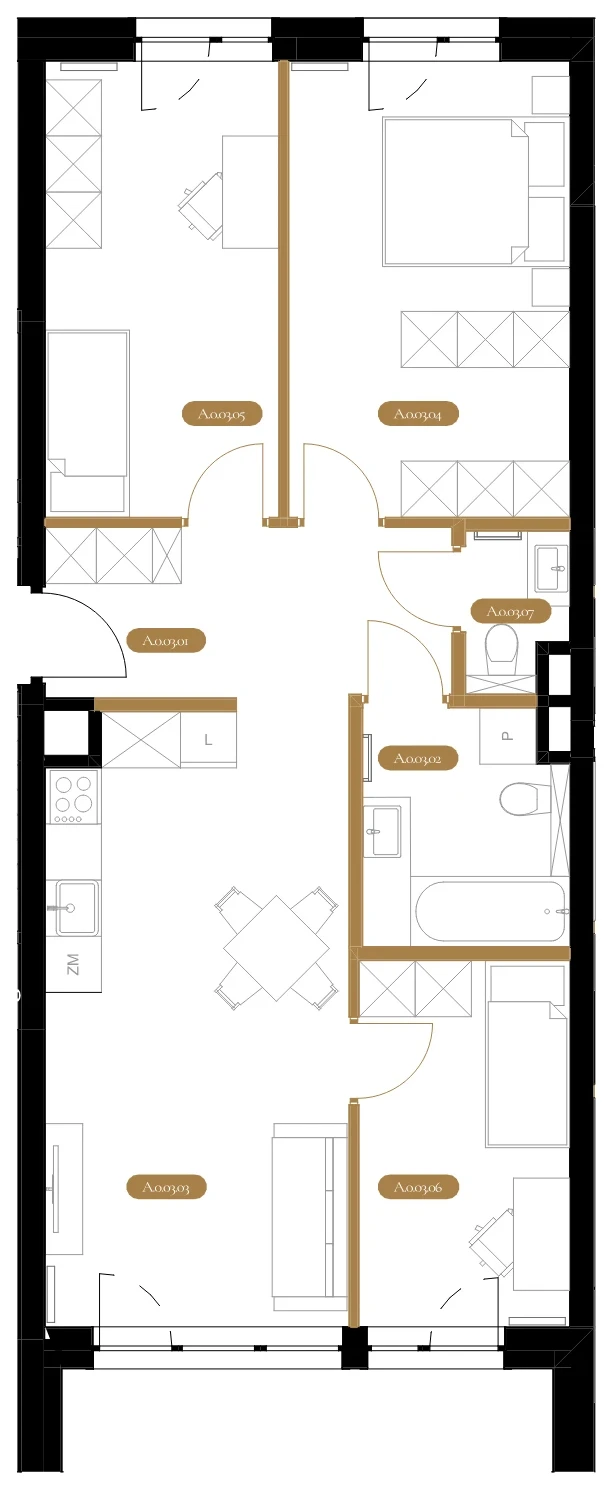 Rzut techniczny apartamentu A.03