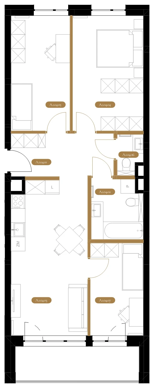 Rzut techniczny apartamentu A.04