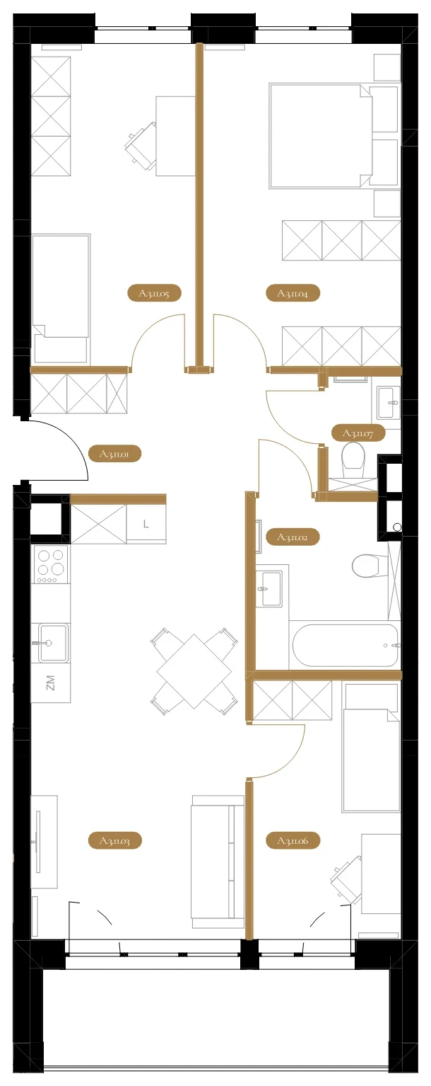 Rzut techniczny apartamentu A.11